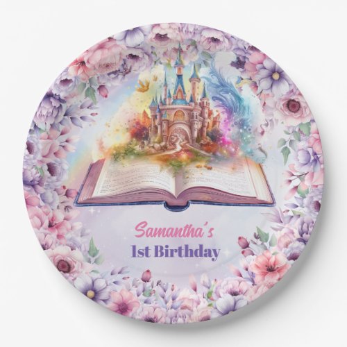 Watercolor Pastel Pink Unicorn and Fairy Book Paper Plates