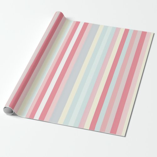 Watercolor Pastel Pink Xmas Candy Cane Pattern Wrapping Paper