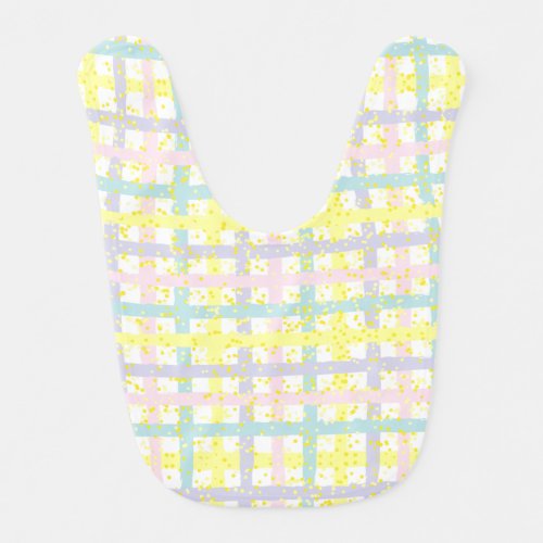 Watercolor Pastel Plaid Baby Bib