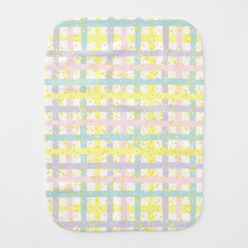 Watercolor Pastel Plaid Baby Burp Cloth