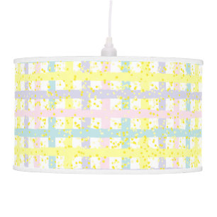 Watercolor Pastel Plaid Ceiling Lamp