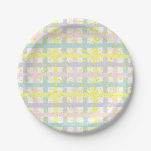 Watercolor Pastel Plaid Paper Plates