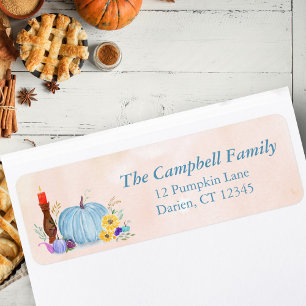Watercolor Pastel Pumpkin, Autumn Return Address Label