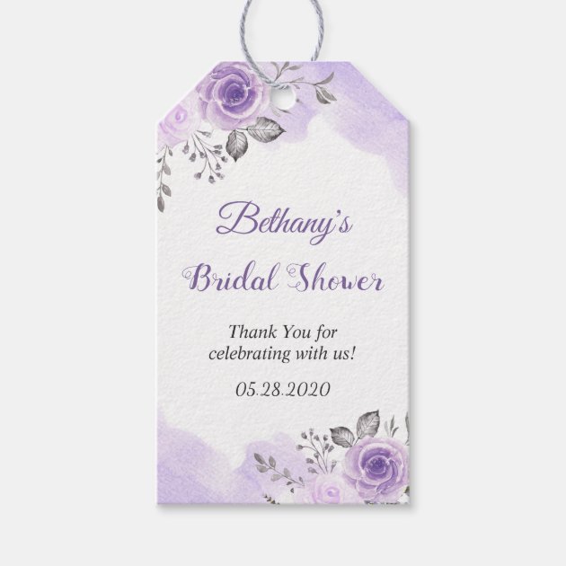 Watercolor Pastel Purple Floral Bridal Shower Gift Gift Tags