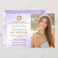 Watercolor Pastel Purple Gold Bat Mitzvah Photo