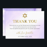 Watercolor Pastel Purple Gold Bat Mitzvah Thank You Card<br><div class="desc">Watercolor Pastel Purple Gold Bat Mitzvah Thank You Card</div>