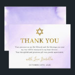 Watercolor Pastel Purple Gold Bat Mitzvah Thank You Card<br><div class="desc">Watercolor Pastel Purple Gold Bat Mitzvah Thank You Card</div>