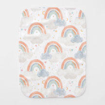 Watercolor Pastel Rainbow Burp Cloth | Clouds