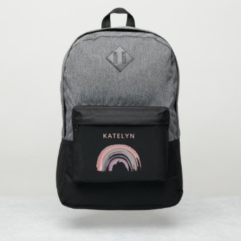 Watercolor Pastel Rainbow Custom Name School Port Authority® Backpack by Gorjo_Designs at Zazzle