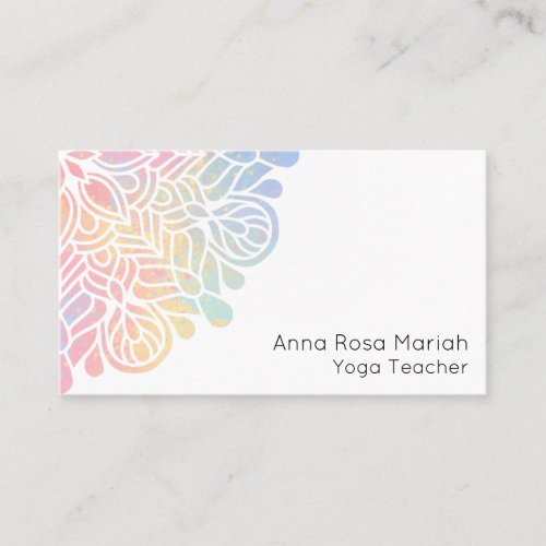   Watercolor Pastel Rainbow Mandala Spiritual Business Card