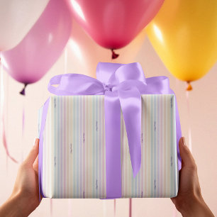 Watercolor Pastel Rainbow Stripe Wrapping Paper