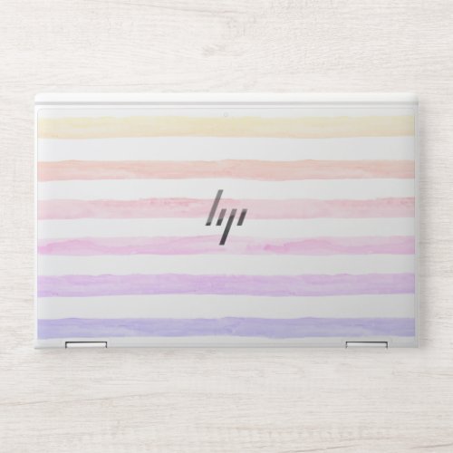 Watercolor Pastel Rainbow Stripes HP Laptop Skin