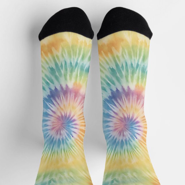 Watercolor Pastel Rainbow Tie Dye  Socks (Top)