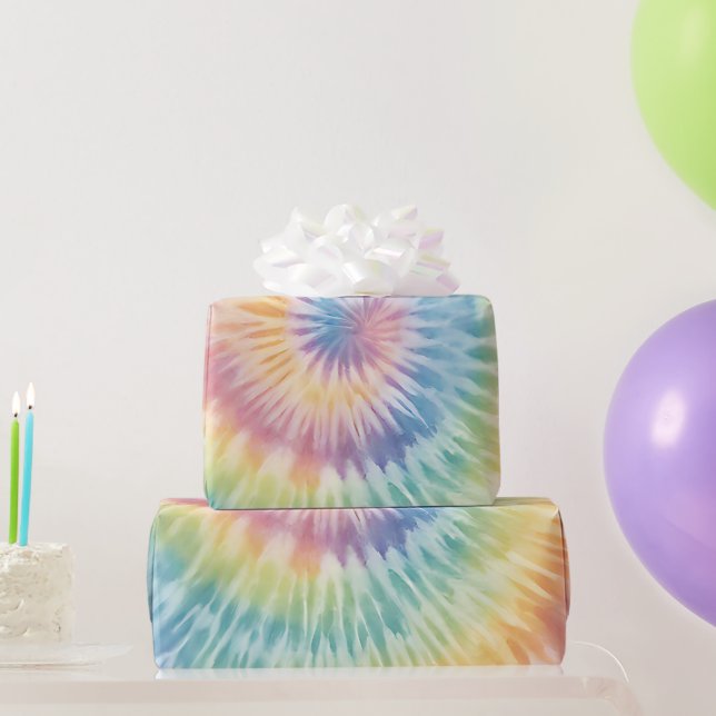 Watercolor Pastel Rainbow Tie Dye  Wrapping Paper (Party Gifts)