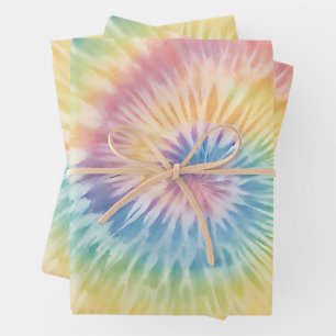 Watercolor Pastel Rainbow Tie Dye Wrapping Paper Sheets