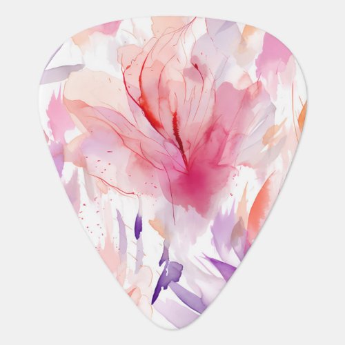 Watercolor Pastel Red Purple Orange Abstract Guitar Pick