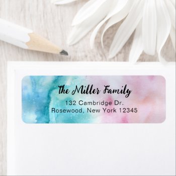 Watercolor Pastel Return Address Label by lilanab2 at Zazzle