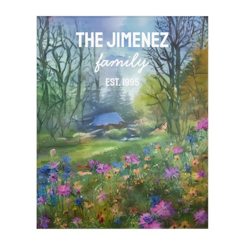 Watercolor Pastel Sky Wildflower Meadow Acrylic Print