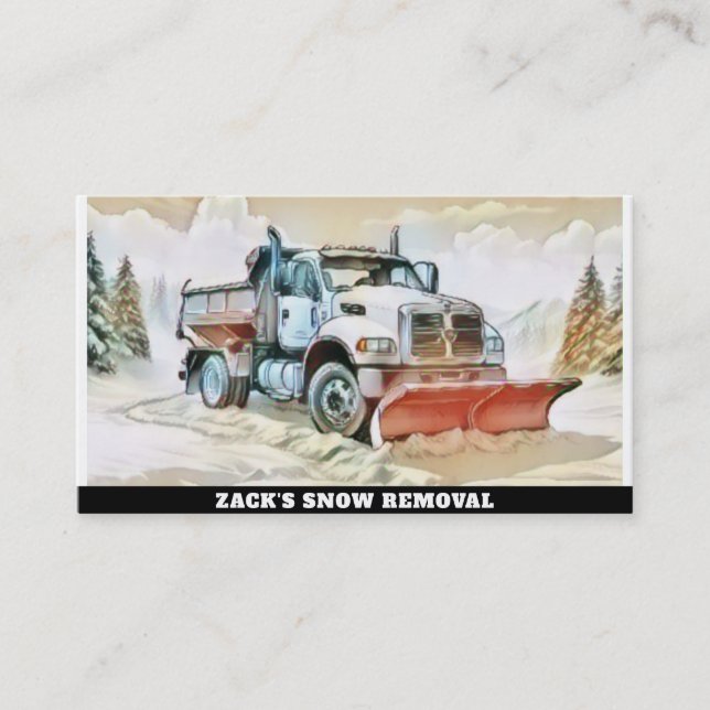 *~* Watercolor Pastel Snow Removal Snow Truck AP74 Business Card (Front)