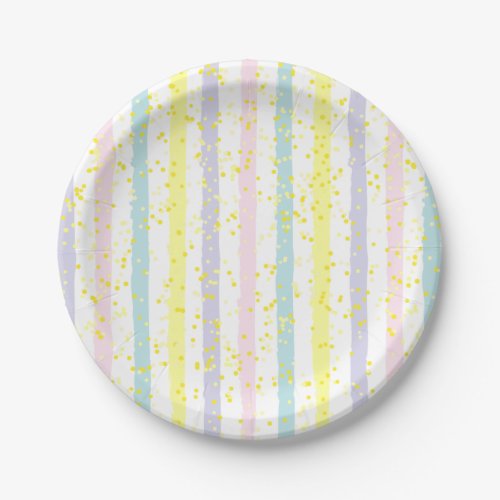 Watercolor Pastel Stripes and Dots Paper Plates