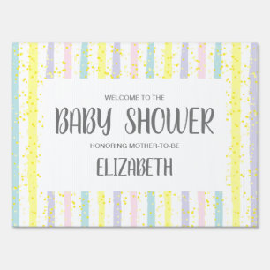 Watercolor Pastel Stripes Baby Shower Sign
