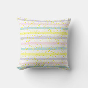 Watercolor Pastel Stripes Throw Pillow