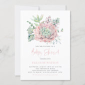 Watercolor Pastel Succulents Baby Shower Invitation (Front)