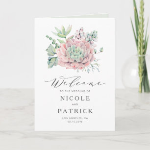 Watercolor Pastel Succulents Bouquet Wedding Program