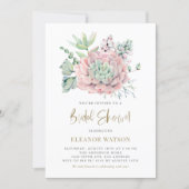 Watercolor Pastel Succulents Summer Bridal Shower Invitation (Front)