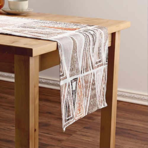 Watercolor Pastel Terracotta Tribal Triangles Short Table Runner