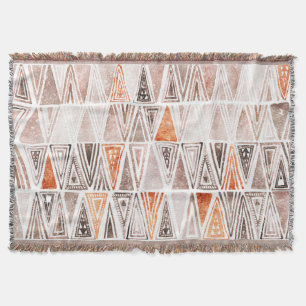 Watercolor Pastel Terracotta Tribal Triangles Throw Blanket