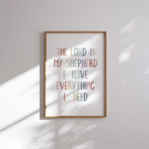 Watercolor pastel The lord is my shepherd poster