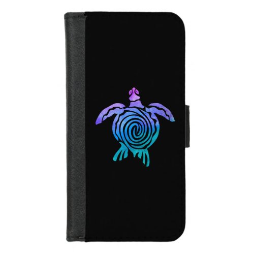 Watercolor Pastel Tie Dye Spiral Sea Turtle iPhone 87 Wallet Case