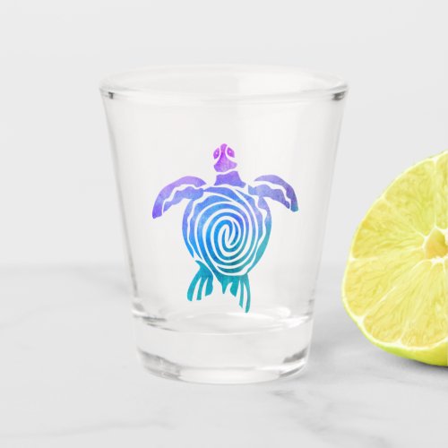 Watercolor Pastel Tie Dye Spiral Sea Turtle Shot Glass