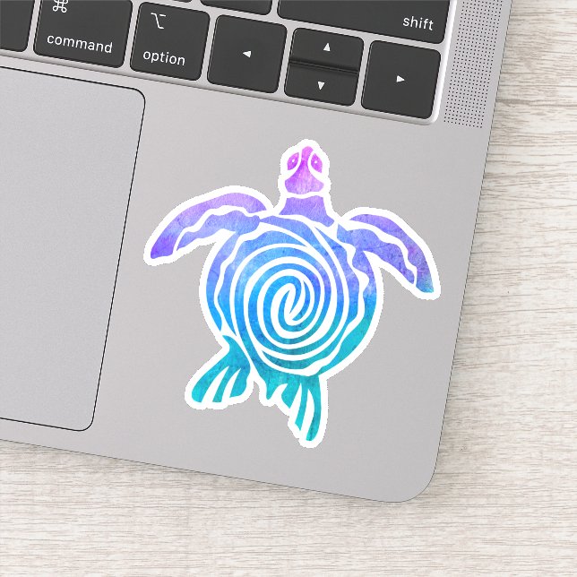 Watercolor Pastel Tie Dye Spiral Sea Turtle Sticker (Detail)