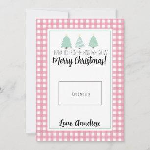Watercolor Pastel Tree Teacher Christmas Gift Card