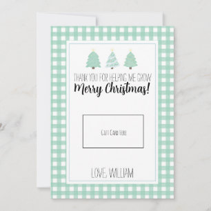 Watercolor Pastel Tree Teacher Christmas Gift Card