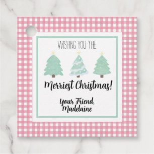 Watercolor Pastel Tree Teacher Christmas Gift Card Favor Tags