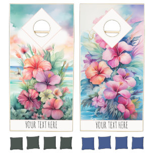 Watercolor Pastel Tropical Festival Themed Cornhole Set