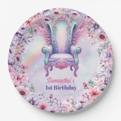 Watercolor Pastel Unicorn and Fairytale Chair Paper Plates