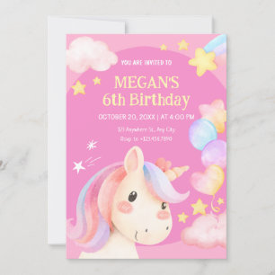 Watercolor pastel unicorn invitation