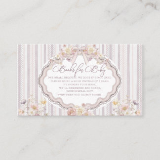 Watercolor pastel wildflower bow lace baby showe Enclosure Card