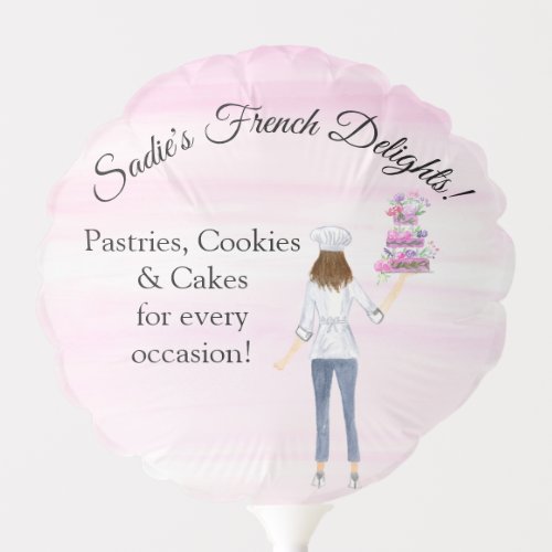 Watercolor Pastry Chef With Wedding Cake LOGO Balloon