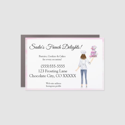 Watercolor Pastry Chef With Wedding Cake LOGO Car Magnet