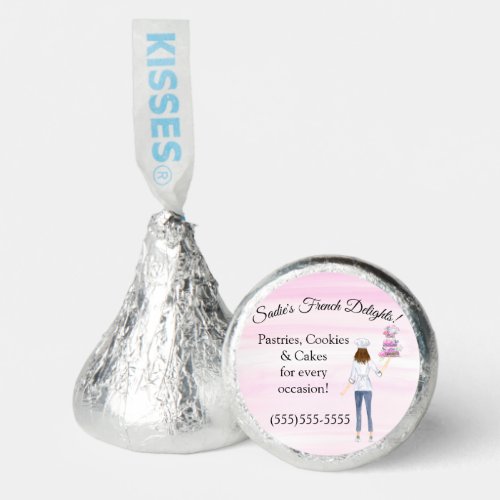 Watercolor Pastry Chef With Wedding Cake LOGO Hersheys Kisses