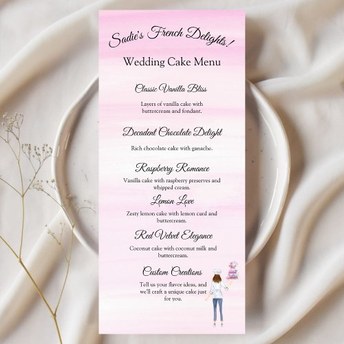 Watercolor Pastry Chef With Wedding Cake LOGO Menu
