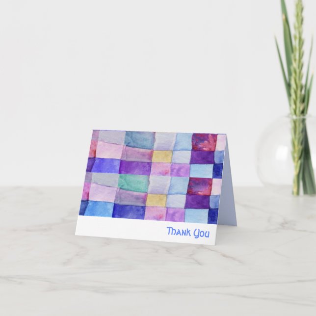 WATERCOLOR PATCHWORK TREE Folded Thank You Card (Front)