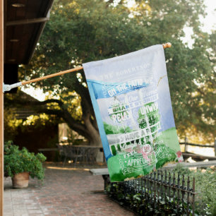 Watercolor Patio Rules Monogram House Flag