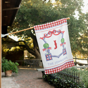 Watercolor Patriotic American Flag Topiary Crest