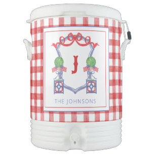 Watercolor Patriotic American Flag Topiary Crest Beverage Cooler